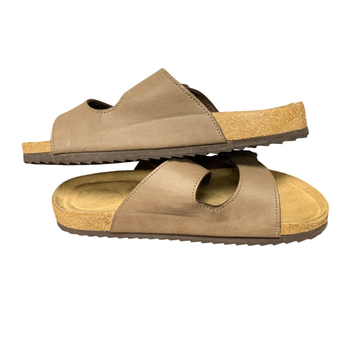 Dream Pairs Womens 8.5 Brown Faux Leather Cork Slide On Open Toe Sandal Shoes