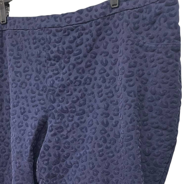 Isaac Mizrahi Live Womens Plus Size 28W Cotton Blend Flocked Leopard Spot Pants