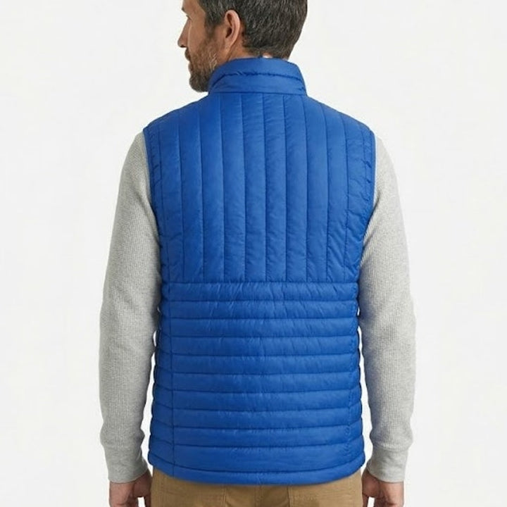 New Eddie Bauer Mens Medium Cobalt Blue Microlight 650FP Down Zip Up Puffer Vest