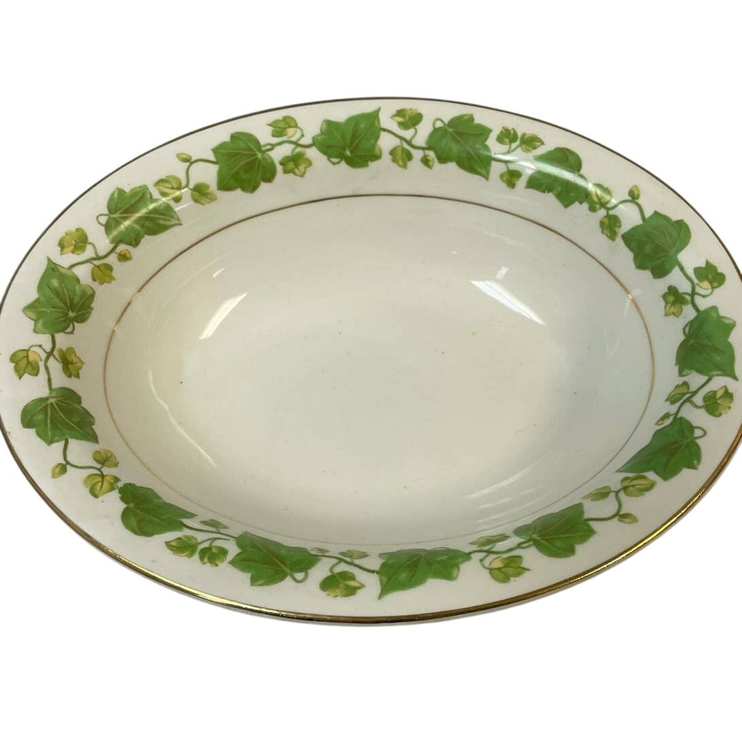 Vintage Pope Gosser China Made in USA American Ivy Leaf Gold Oval Serving Bowl