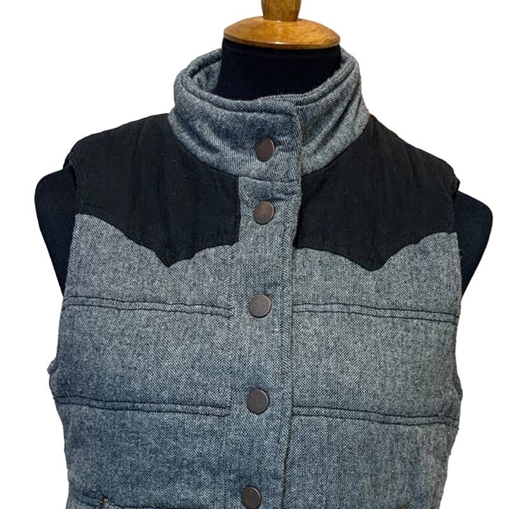 Ci Sono Womens Large Wool Blend Sleeveless Snap Down Quilted Puffer Vest