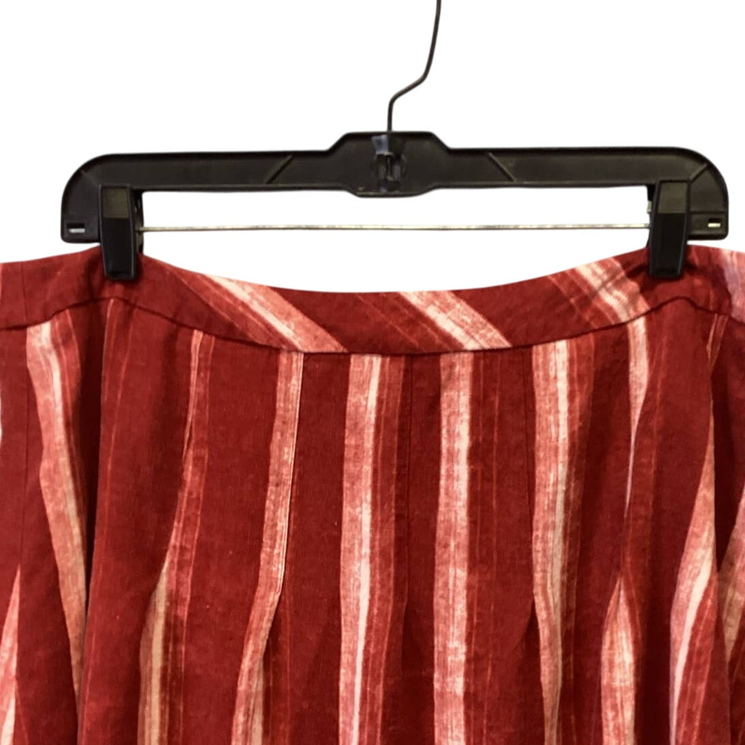 Coldwater Creek Womens Size 14 Striped Linen Blend Side Zipper Fully Lined Skirt