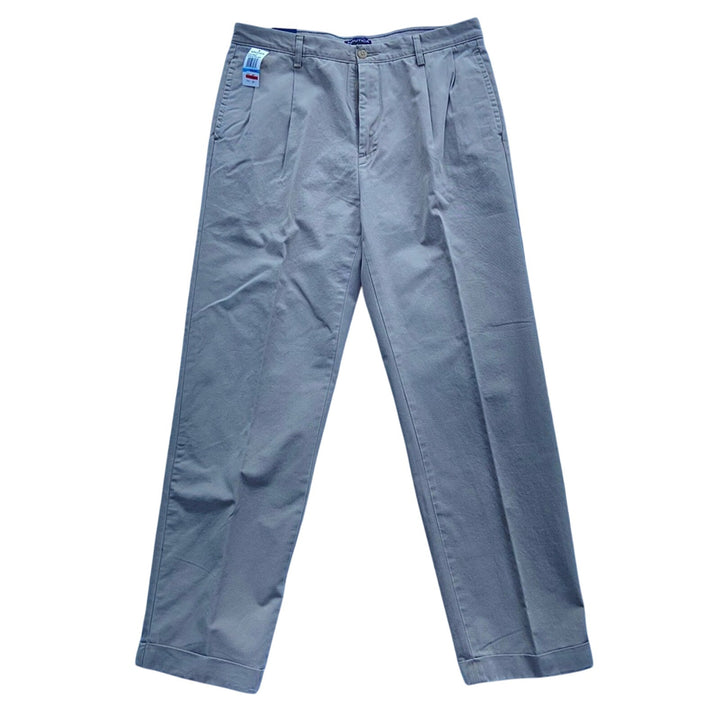 NWT New Nautica Mens Size 36X34 Khaki 100% Cotton Pleated Front Cuffed Pants
