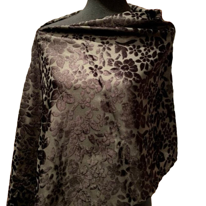 Handmade Upcycled Black Floral Flocked Lightweight Shimmery Flowers Poncho