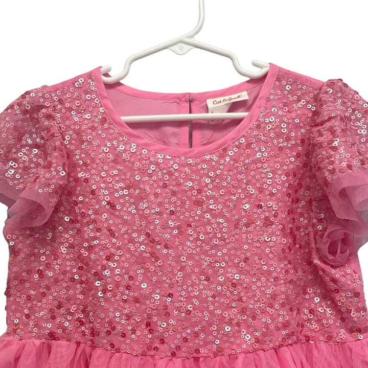 New Cat &amp; Jack Girls Medium (8) Cap Sleeve Sequined Recycled Poly Princess Dress