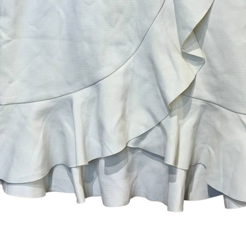 H&amp;M Size 8 Ivory Short Ruffle Polyester Blend Side Zip Body Con Layered Skirt