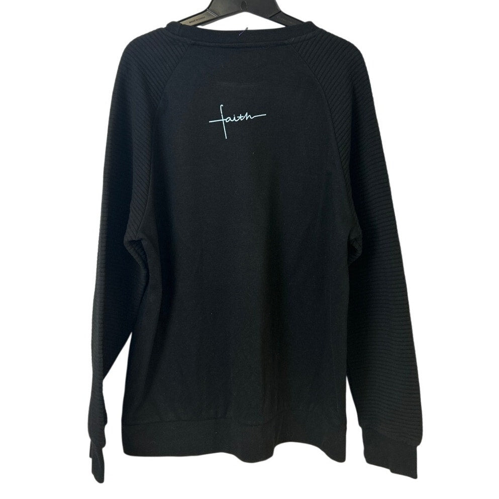 Upcycled Hand Printed Womens XL He Is Risen Easter Faith Long Sleeve Sweatshirt
