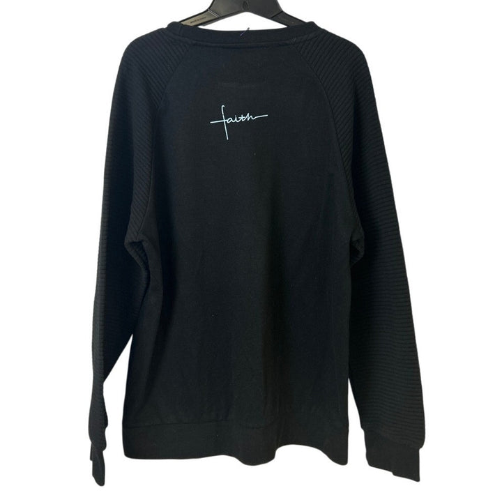 Upcycled Hand Printed Womens XL He Is Risen Easter Faith Long Sleeve Sweatshirt