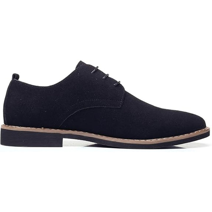 Dadawen Mens Size 10 Black Suede Low Heel Lace Up Oxford Dress Loafer Shoes