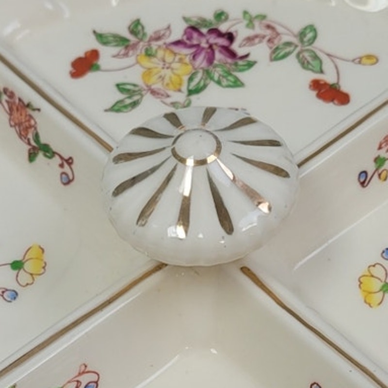 Vintage Hollywood Floral Divided Fine China Plate, Made in Japan, 11-Inch
