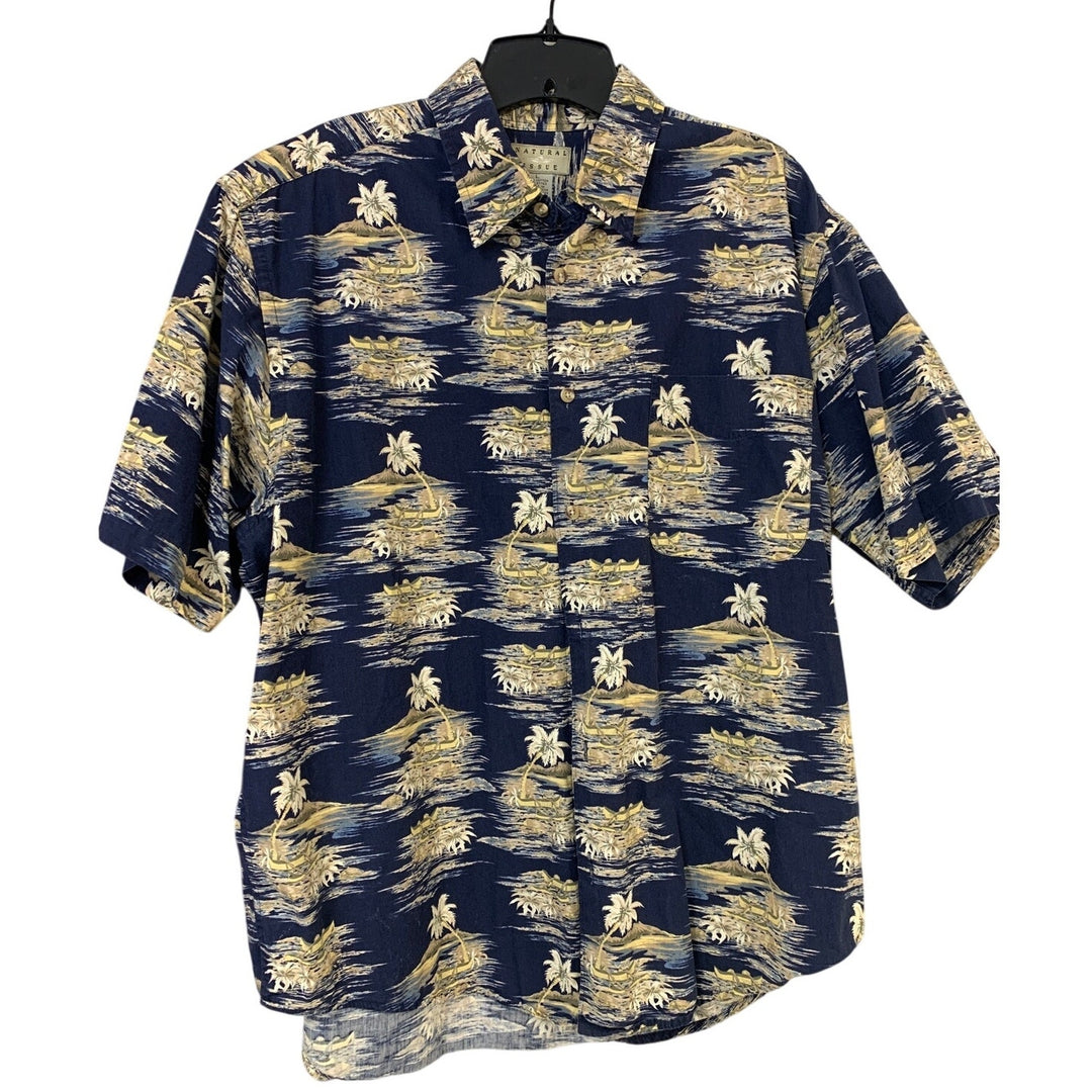 Lot of 2 Natural Issue Mens Large Floral Plam Tree Short Sleeve Button Up Shirts