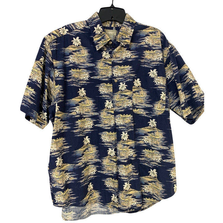 Lot of 2 Natural Issue Mens Large Floral Plam Tree Short Sleeve Button Up Shirts