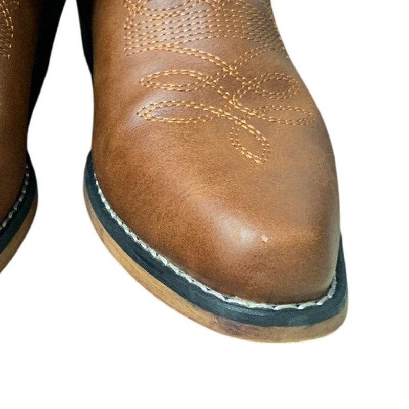 IUV Womens Size 8 Brown Faux Leather Embroidered 1.5" Heel Cowboy Boot Shoes