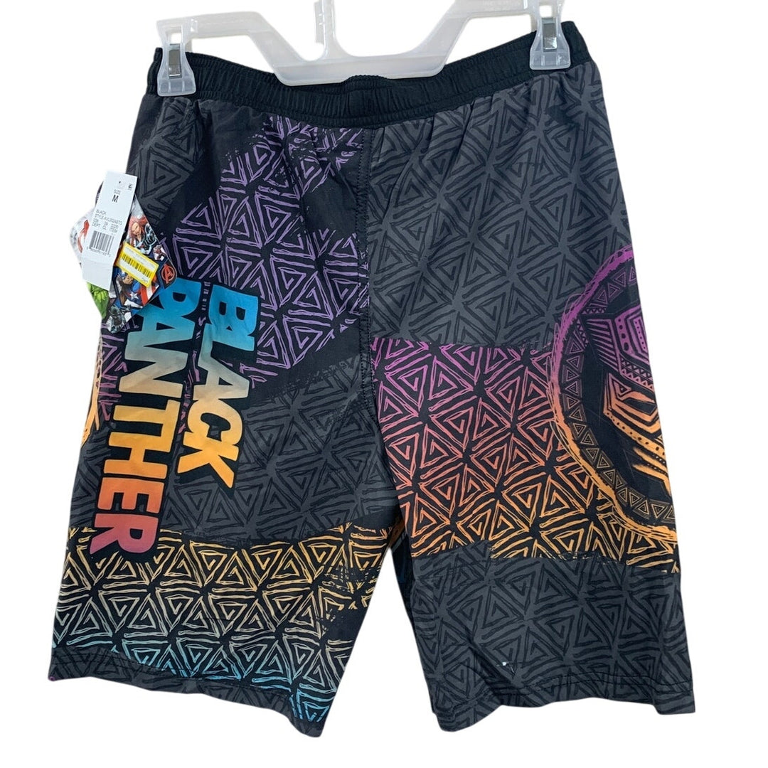 NWT New Marvel Avengers Black Panther Boys Medium Webbing Lined Swimming Trunks