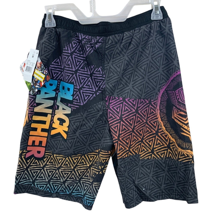 NWT New Marvel Avengers Black Panther Boys Medium Webbing Lined Swimming Trunks