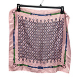 Vintage Paoli Pink Blue Square Geometric Buckle Strap Silk Like Fashion Scarf