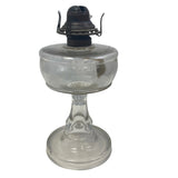 Vintage Two Tiered Steampunk Clear Smooth Glass Oil Lamp w Braided Cloth Wick