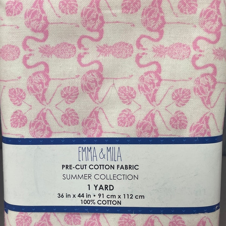 3 yards New Emma &amp; Mila Pink Flamingo Pineapple Birds Cotton Quilting Fabric