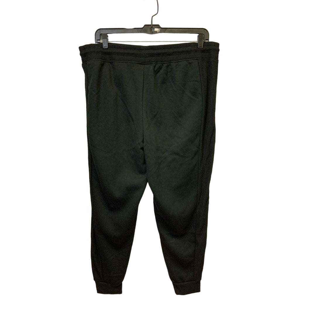 New Bebe Sport 3X Ribbed Side Inserts Cotton Blend Basic Black Jogger Pants