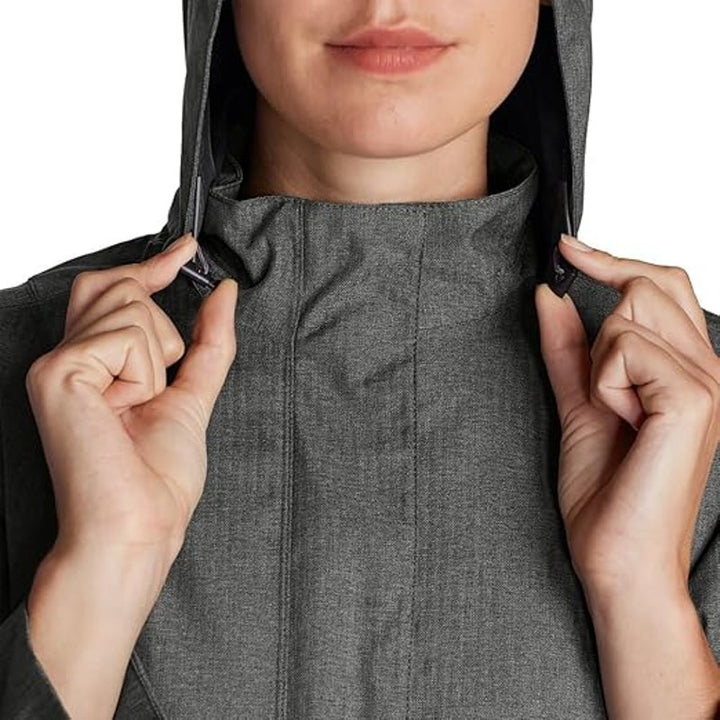 New Eddie Bauer Womens XS Gray Girl on the Go Insulated Waterproof Trench Coat
