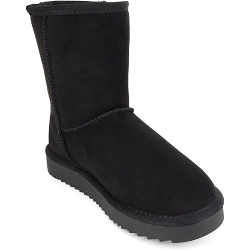 New Soda KURON Womens Size 7.5 Black Faux Suede Round Toe Lug Sole Ankel Boots