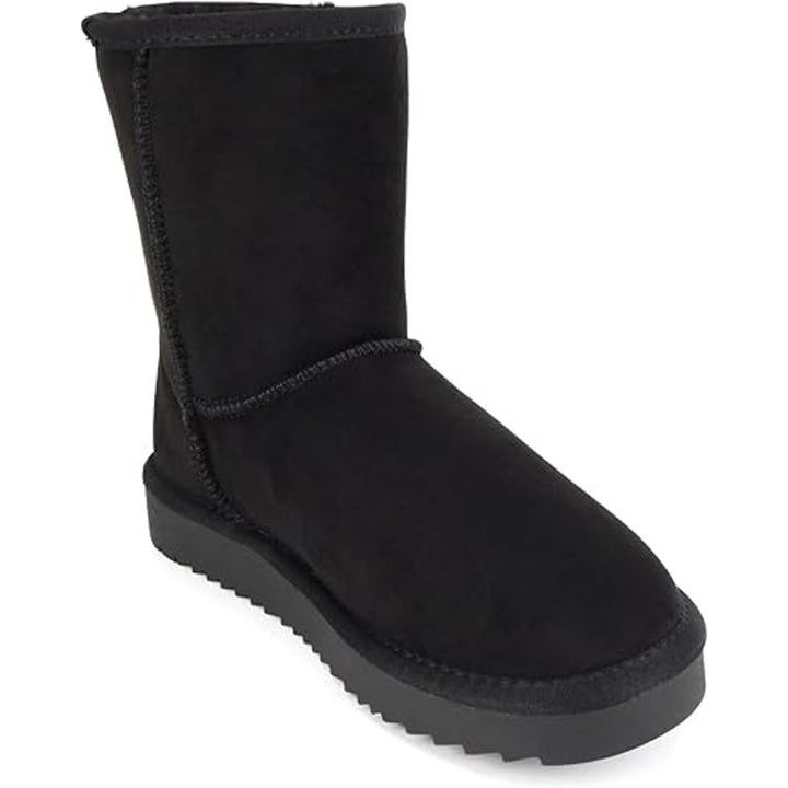 New Soda KURON Womens Size 7.5 Black Faux Suede Round Toe Lug Sole Ankel Boots