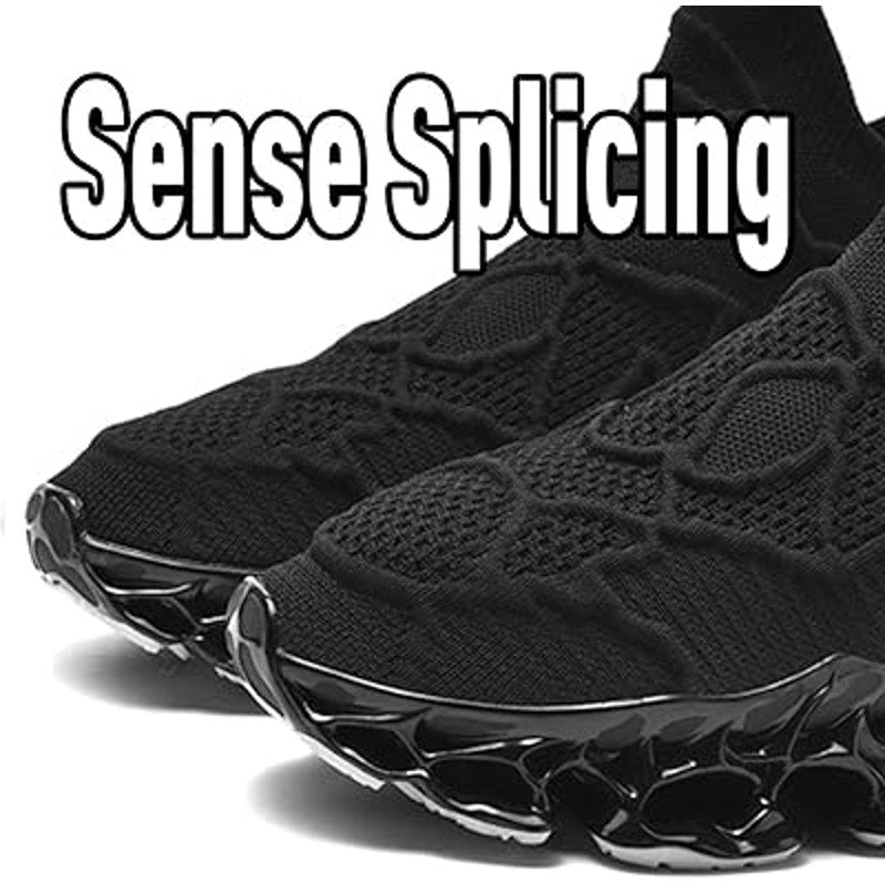 Poramea Mens Size 10 Black Mesh Laceless Slip On Running Blade Athletic Shoes
