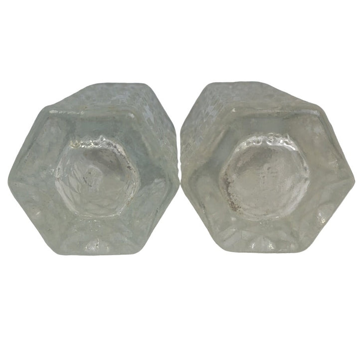 Pair of Vintage Glass 1950s Diner Style Silver Top Salt &amp; Pepper Shakers