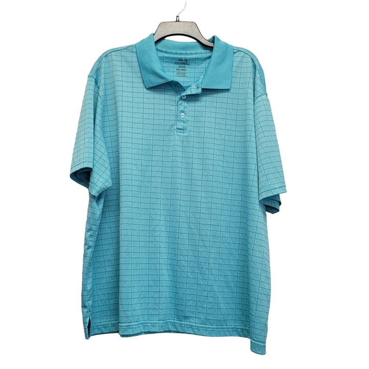 Cool 18 Haggar Mens 2XL Plaid 100% Cotton Short Sleeve Collared Polo Shirt