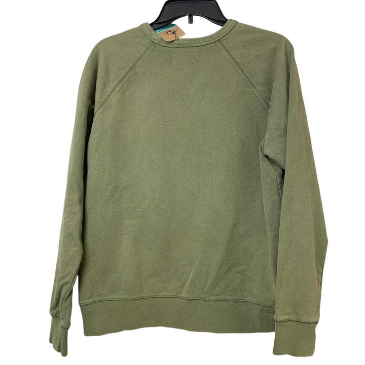 Upcycled Hand Printed Womens Medium Green Love 1 Corinthains 13:4-8 Sweatshirt