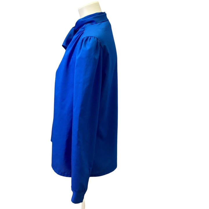 Vintage 1990s Judy Bond Size 14 100% Polyester Front Tie Button Up Career Top