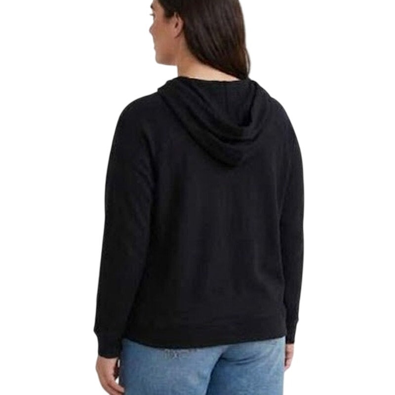 New Eddie Bauer Womens Black Lightweight Tempo Pullover Hooded Tee Shirt Hoodie