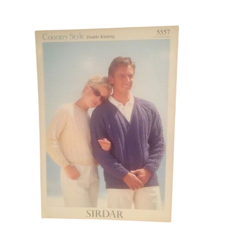 New Sirdar 5557 Country Style His Hers Double Knitting Pullover Sweater Pattern