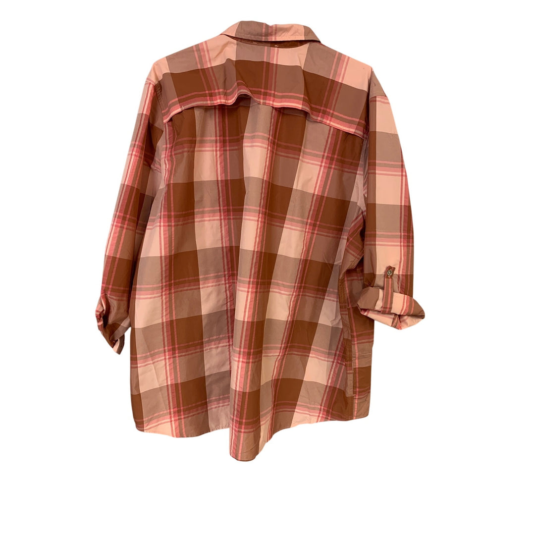 New Eddie Bauer Womens T2XL 2X Tall Classic Fit Plaid Long Sleeve Buttoned Shirt