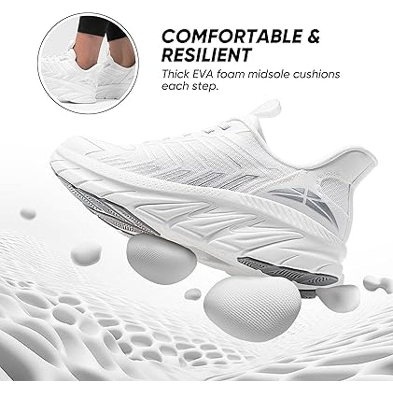 Allswifit Womens Size 7.5 White Slip On Walking Breathable Athletic Shoes