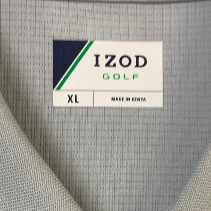 Lot of 2 IZOD Golf Mens XL Blue Gray Polyester Short Sleeve Polo Shirt EUC