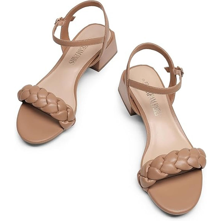 Dream Pairs Womens 10 Brown 1.75" Block Heel Round Open Toe Ankle Strap Shoes