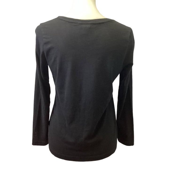 Hand Printed Upcycled Small Dragonfly V Neck 100% Cotton Long Sleeve Tee Shirt