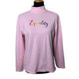 Handmade Upcycled XL LGBTQ Equality Rainbow Pride 3/4 Sleeve Mock Turtleneck Top