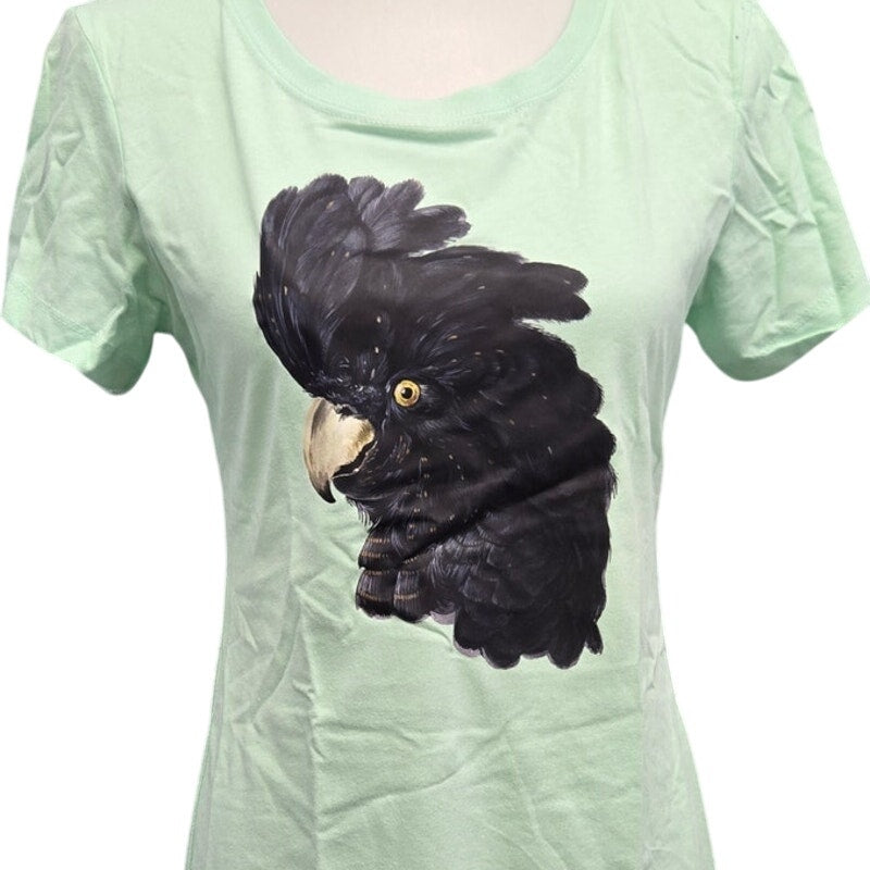 New Hand Printed Womens Medium Black Cockatoo Parrot Ukraine Fundraiser Bird Tee