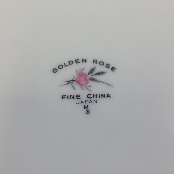 4 Vintage Golden Rose Flower Gold Rim Fine China Japan Large Dinner Plates
