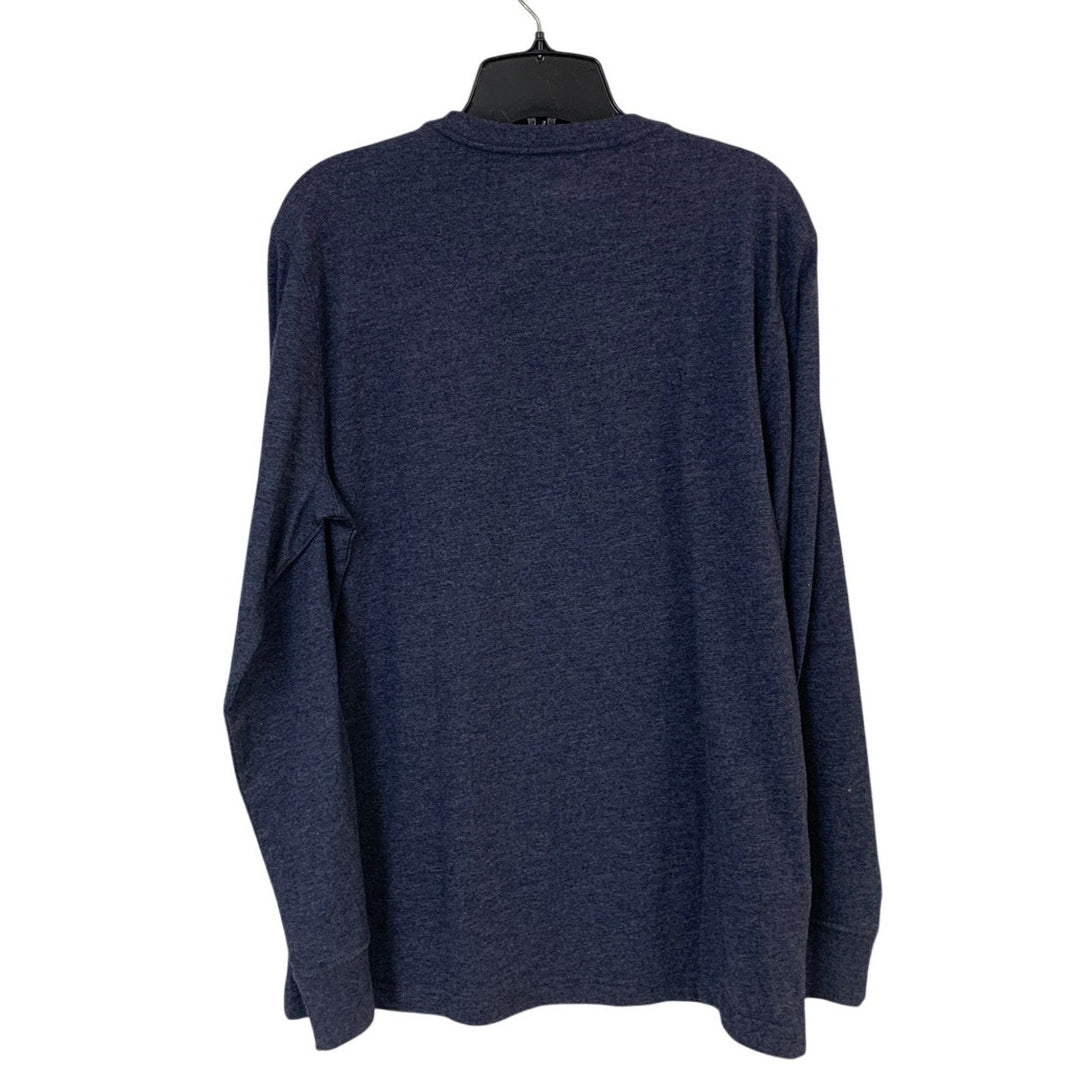 New Eddie Bauer Mens Small Navy Heather Gradient Peak 1920 Long Sleeve Tee Shirt