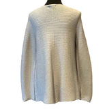 Alfani Small Rayon Blend Silver Metallic Long Sleeve Ribbed Scoop Neck Sweater