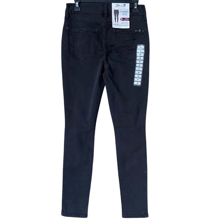 NWT New Seven7 Womens Size 4 Black High Rise Skinny Distressed Denim Jeans