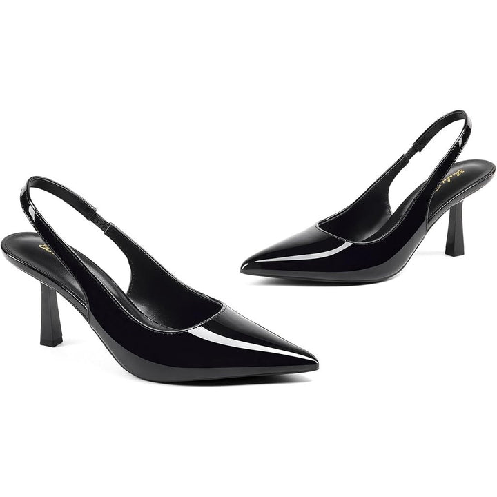 Elisabet Tang Women Size 9 Black 3.25" Heel Closed Pointed Toe Slingback Shoes