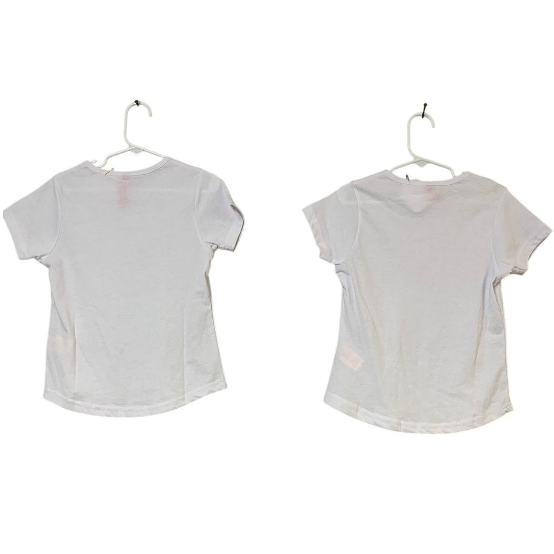 2 New Hand Printed Girls Size 6 Butterly Flower Short Sleeve Crew Neck T-Shirts