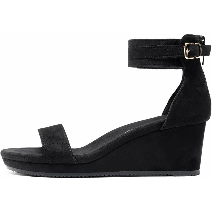 Dream Pairs Womens Size 10 Black 2.5" Wedge Sandal Open Toe Ankle Strap Shoes