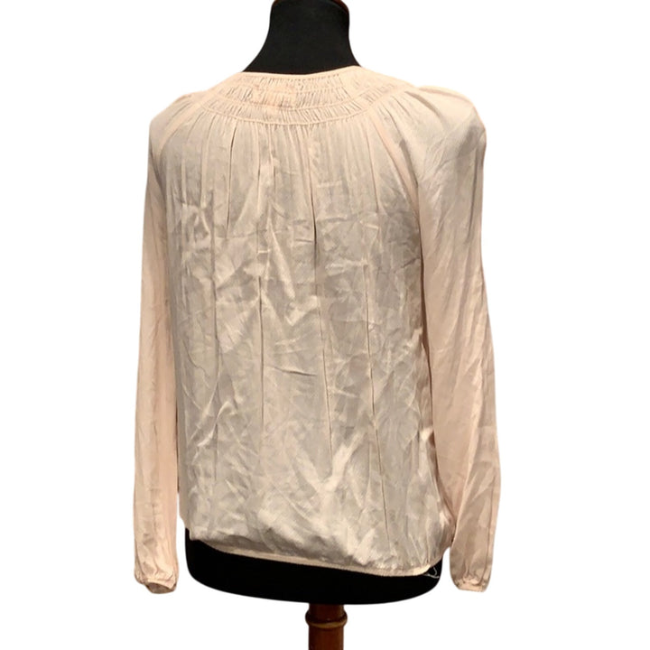 Max Studio MSSP Womens XS Cream Beaded Long Sleeve Rayon Pouf Shoulder Blouse