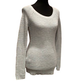 Ann Taylor Loft Small Baby Blue 100% Cotton Long Scoop Neck Loose Weave Sweater