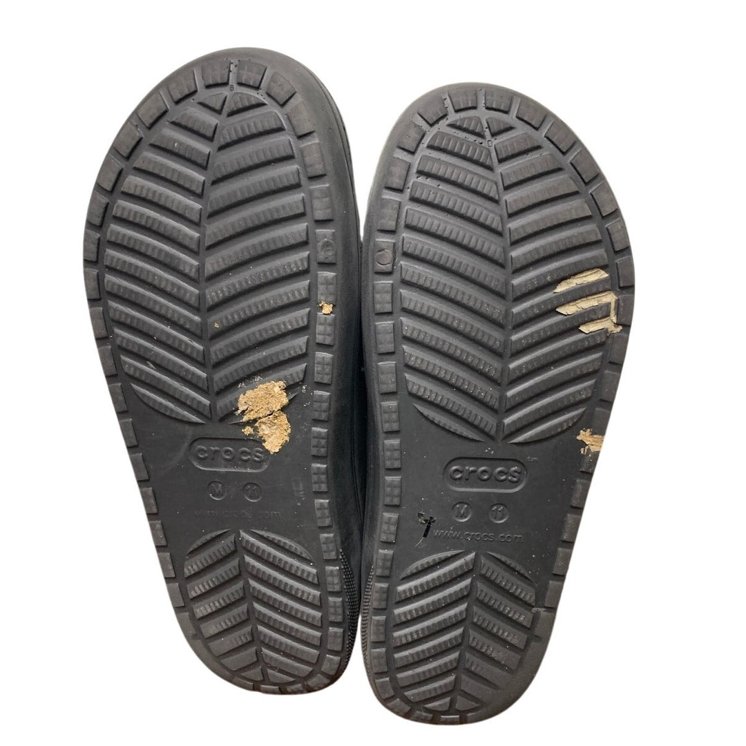 Crocs Mens 11 Womens 13 Black Fuzzy Inside Slide On Classic Cozzzy Sandal Shoes